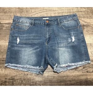 Zenobia Distressed Denim Shorts Sz 3X Waist 38” Sexy Plus Size Jeans Cutoff C12